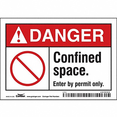 CONDOR 465H68 J8721 Safety Sign 3 1/2 inx5 in Vinyl