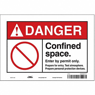 CONDOR 465H77 Safety Sign 7 in x 10 in Vinyl