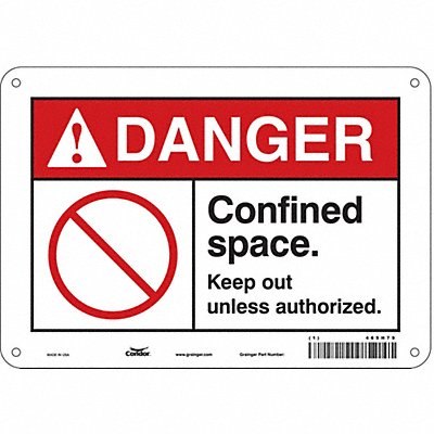 CONDOR 465H79 Safety Sign 7 in x 10 in Aluminum