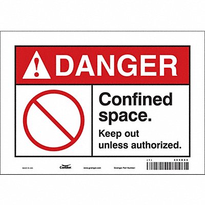 CONDOR 465H85 Safety Sign 7 in x 10 in Vinyl