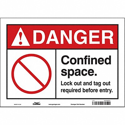 CONDOR 465H94 J8724 Safety Sign 10 in x 14 in Vinyl