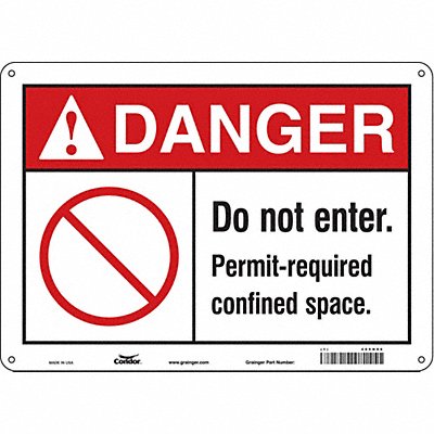 CONDOR 465H96 Safety Sign 10 in x 14 in Aluminum