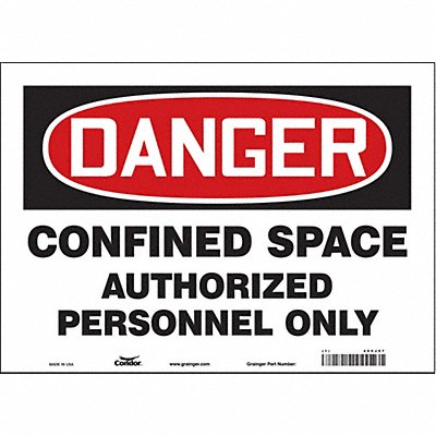 CONDOR 465J57 Safety Sign 10 inx14 in Vinyl