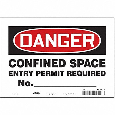 CONDOR 465J72 Safety Sign 7 inx10 in Vinyl