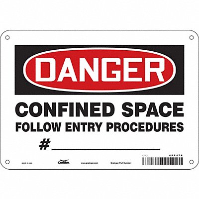 CONDOR 465J78 Safety Sign 7 in x 10 in Polyethylene