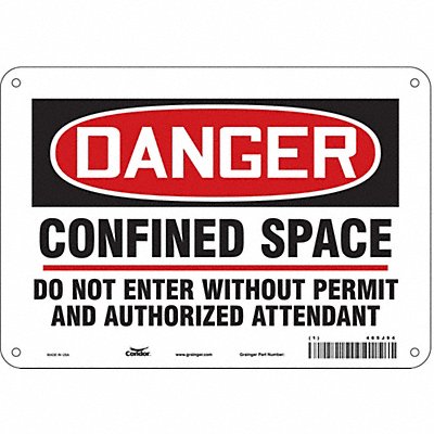 CONDOR 465J94 Safety Sign 7 inx10 in Polyethylene