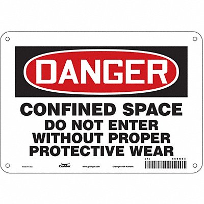 CONDOR 465K03 Safety Sign 7 in x 10 in Polyethylene