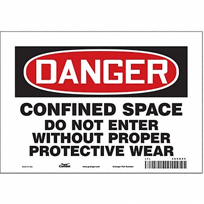 CONDOR 465K05 Safety Sign 7 in x 10 in Vinyl