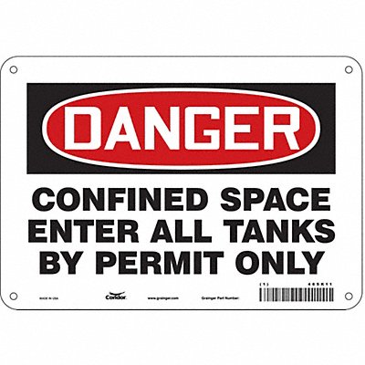 CONDOR 465K11 Safety Sign 7 inx10 in Polyethylene