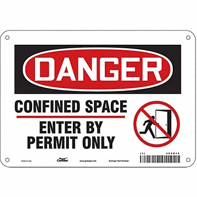 CONDOR 465K15 Safety Sign 7 in x 10 in Aluminum