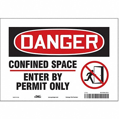CONDOR 465K22 Safety Sign 7 inx10 in Vinyl