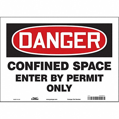 CONDOR 465K41 Safety Sign 10 inx14 in Vinyl