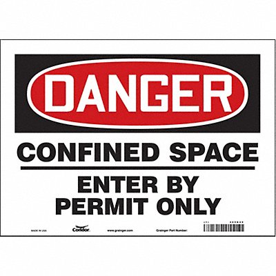 CONDOR 465K49 J6916 Safety Sign 10 inx14 in Vinyl