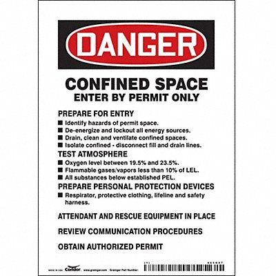 CONDOR 465K57 Safety Sign 7 inx5 in Vinyl