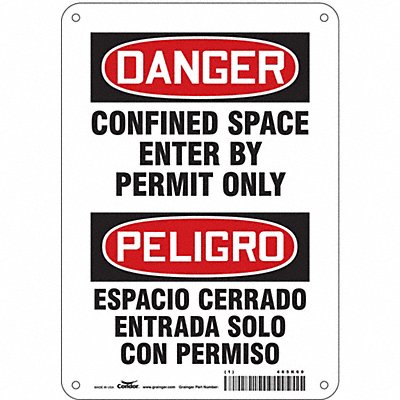 CONDOR 465K60 J6917 Safety Sign 10 inx7 in Aluminum