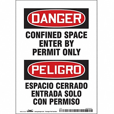 CONDOR 465K67 J6917 Safety Sign 7 in x 5 in Vinyl
