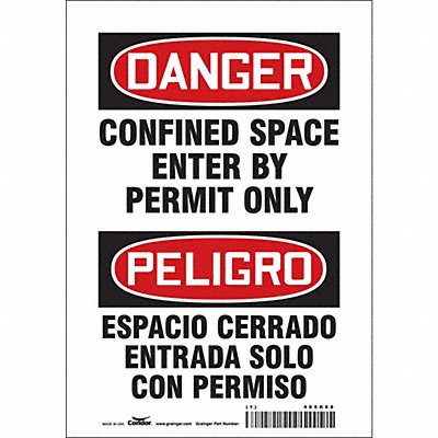 CONDOR 465K68 J6917 Safety Sign 10 inx7 in Vinyl