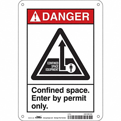 CONDOR 465K90 Safety Sign 10 inx7 in Polyethylene
