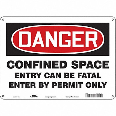 CONDOR 465K96 Safety Sign 10 inx14 in Aluminum