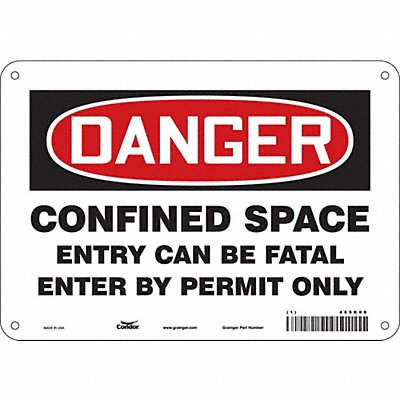 CONDOR 465K99 Safety Sign 7 in x 10 in Polyethylene