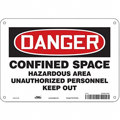 CONDOR 465L08 Safety Sign 7 in x 10 in Polyethylene