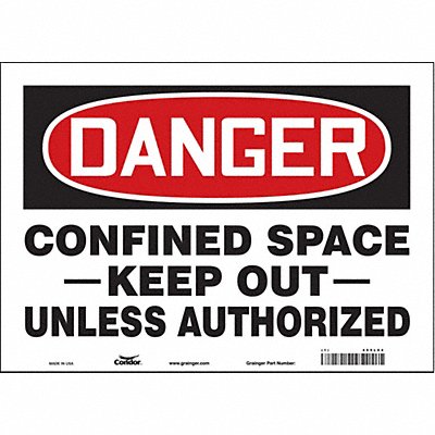 CONDOR 465L64 Safety Sign 10 inx14 in Vinyl