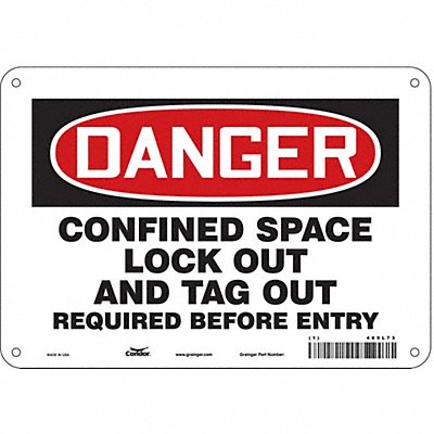 CONDOR 465L73 Safety Sign 7 in x 10 in Aluminum