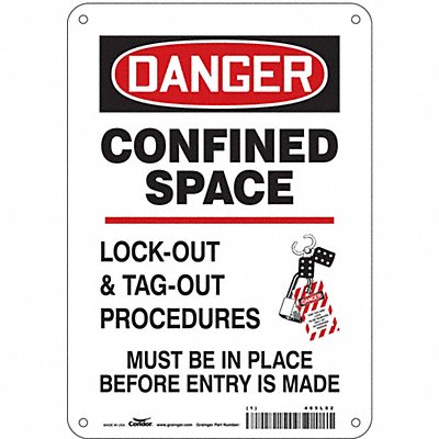 CONDOR 465L82 J8749 Safety Sign 10 inx7 in Aluminum