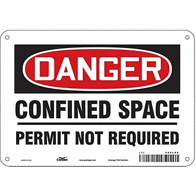 CONDOR 465L90 Safety Sign 7 in x 10 in Aluminum