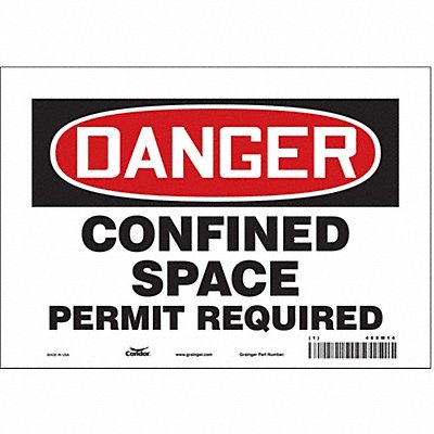 CONDOR 465M14 Safety Sign 7 inx10 in Vinyl