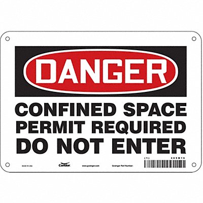 CONDOR 465M16 Safety Sign 7 in x 10 in Aluminum