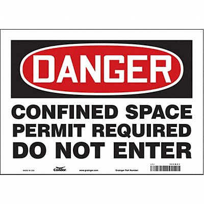 CONDOR 465M23 Safety Sign 10 inx14 in Vinyl