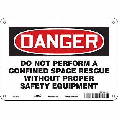 CONDOR 465M44 Safety Sign 7 in x 10 in Polyethylene