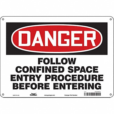 CONDOR 465M49 Safety Sign 10 inx14 in Aluminum