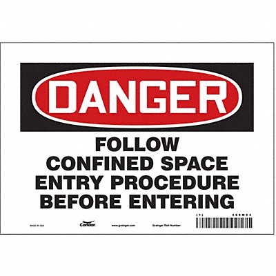 CONDOR 465M54 Safety Sign 7 inx10 in Vinyl