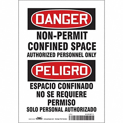 CONDOR 465M71 Safety Sign 10 inx7 in Vinyl