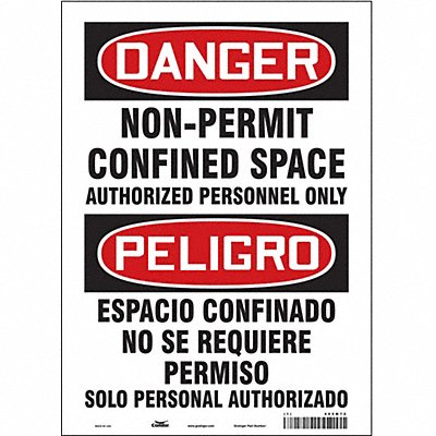 CONDOR 465M72 Safety Sign 14 inx10 in Vinyl