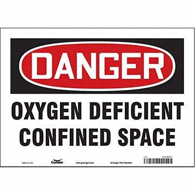 CONDOR 465M80 Safety Sign 10 inx14 in Vinyl