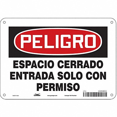 CONDOR 465M98 Safety Sign 7 in x 10 in Aluminum