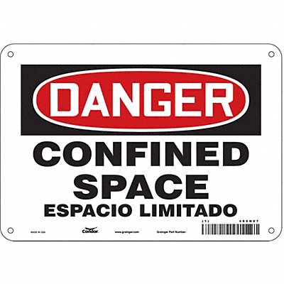 CONDOR 465N07 Safety Sign 7 in x 10 in Aluminum