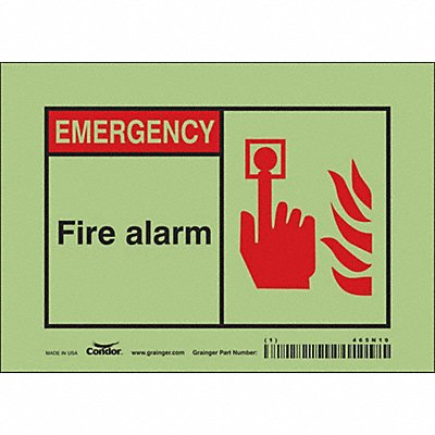 CONDOR 465N19 Safety Sign 5 in x 7 in Glow Vinyl