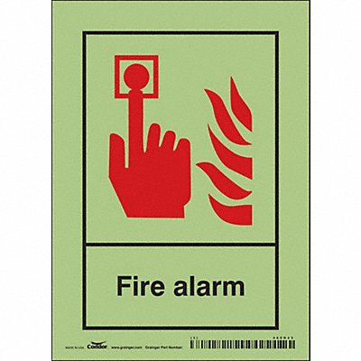 CONDOR 465N43 Safety Sign 7 in x 5 in Glow Vinyl