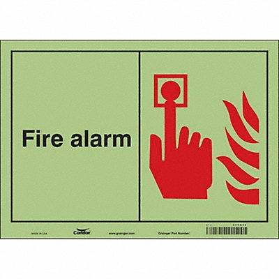 CONDOR 465N46 Safety Sign 10 in x 14 in Glow Vinyl