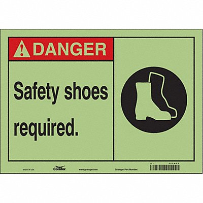 CONDOR 465W06 Safety Sign 10 in x 14 in Glow Vinyl