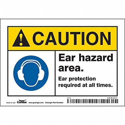 CONDOR 466C61 Safety Sign 3.5in x 5in Vinyl