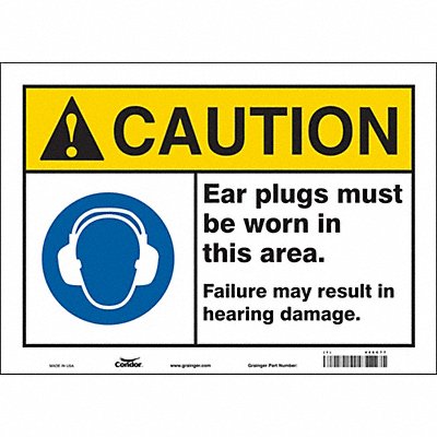 CONDOR 466C77 Safety Sign 10 inx14 in Vinyl