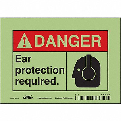 CONDOR 466D50 Safety Sign 5 in x 7 in Glow Vinyl