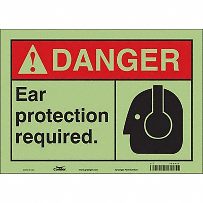 CONDOR 466D52 Safety Sign 10 in x 14 in Glow Vinyl