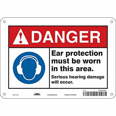 CONDOR 466D85 Safety Sign 7 in x 10 in Polyethylene