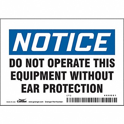 CONDOR 466G01 Safety Sign 3.5in x 5in Vinyl
